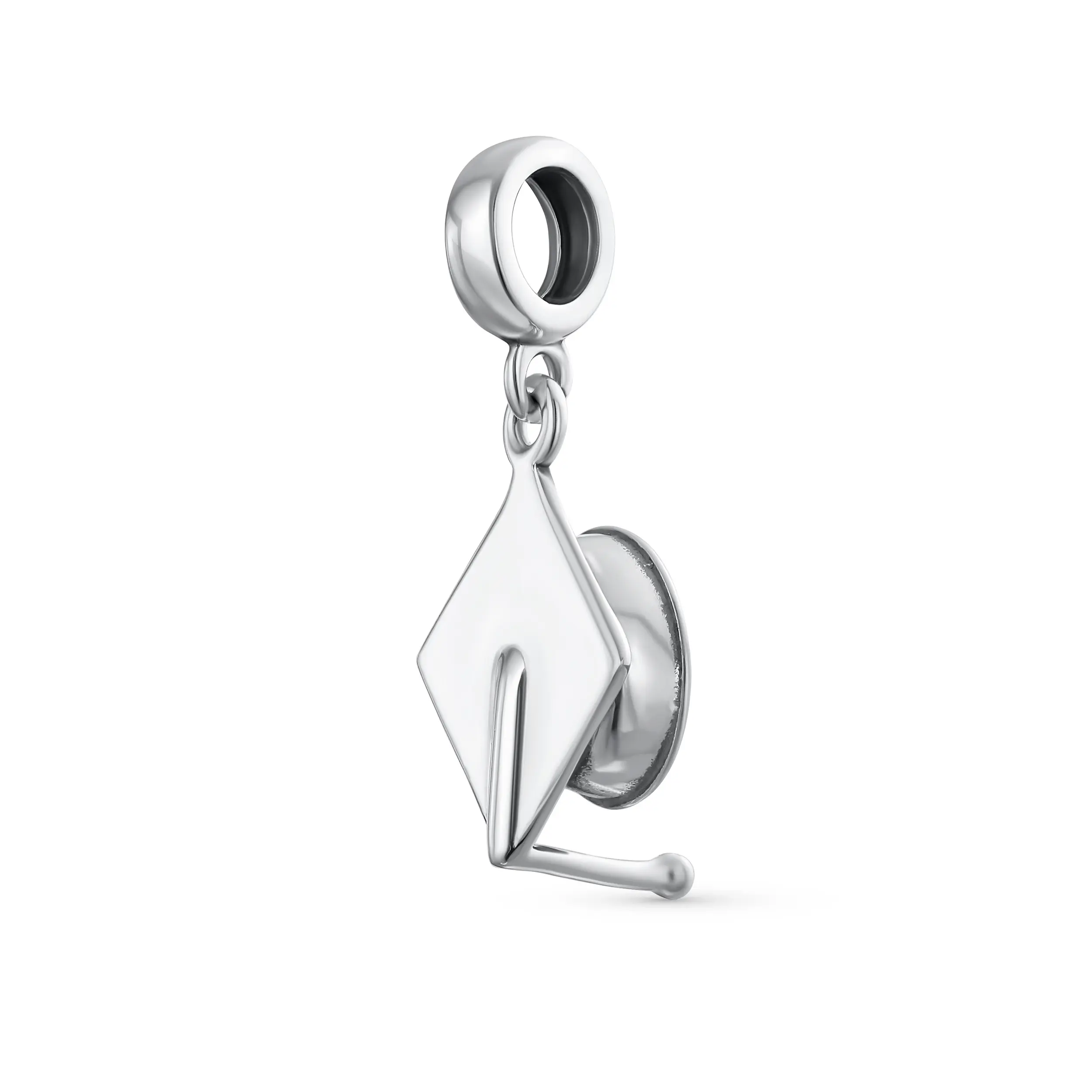 .925 Sterling Silver Personalized Graduate Trencher Graduation Cap Dangle Charm Bead for Bracelet