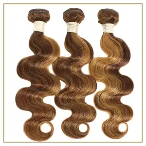 【Odbe】30 Inch 4/27 Highlight Honey Blonde Body Wave Bundles Extensions Hair 12A Brazilian Virgin Human Hair Sew In Hair Weft For Women