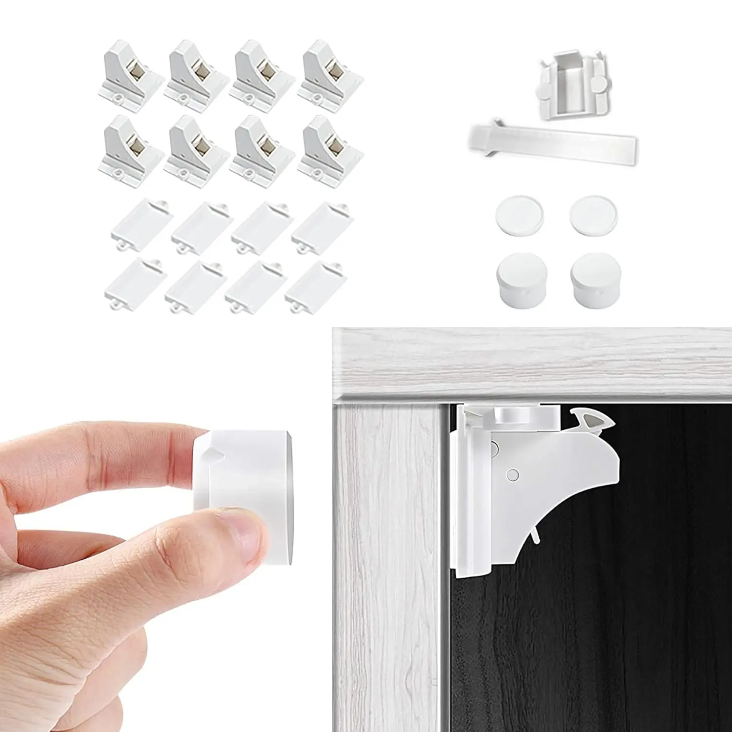 Baby Safety Adhesive Magnetic Cabinet Locks for Babies, 8 Locks & 2 Keys, 1 Size, Fast Shipping, Affordable Prices, One Size