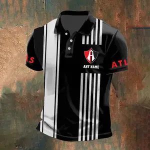 LIGA MX Atlas F.C Personalized Name Stripped Polo Design ST2502