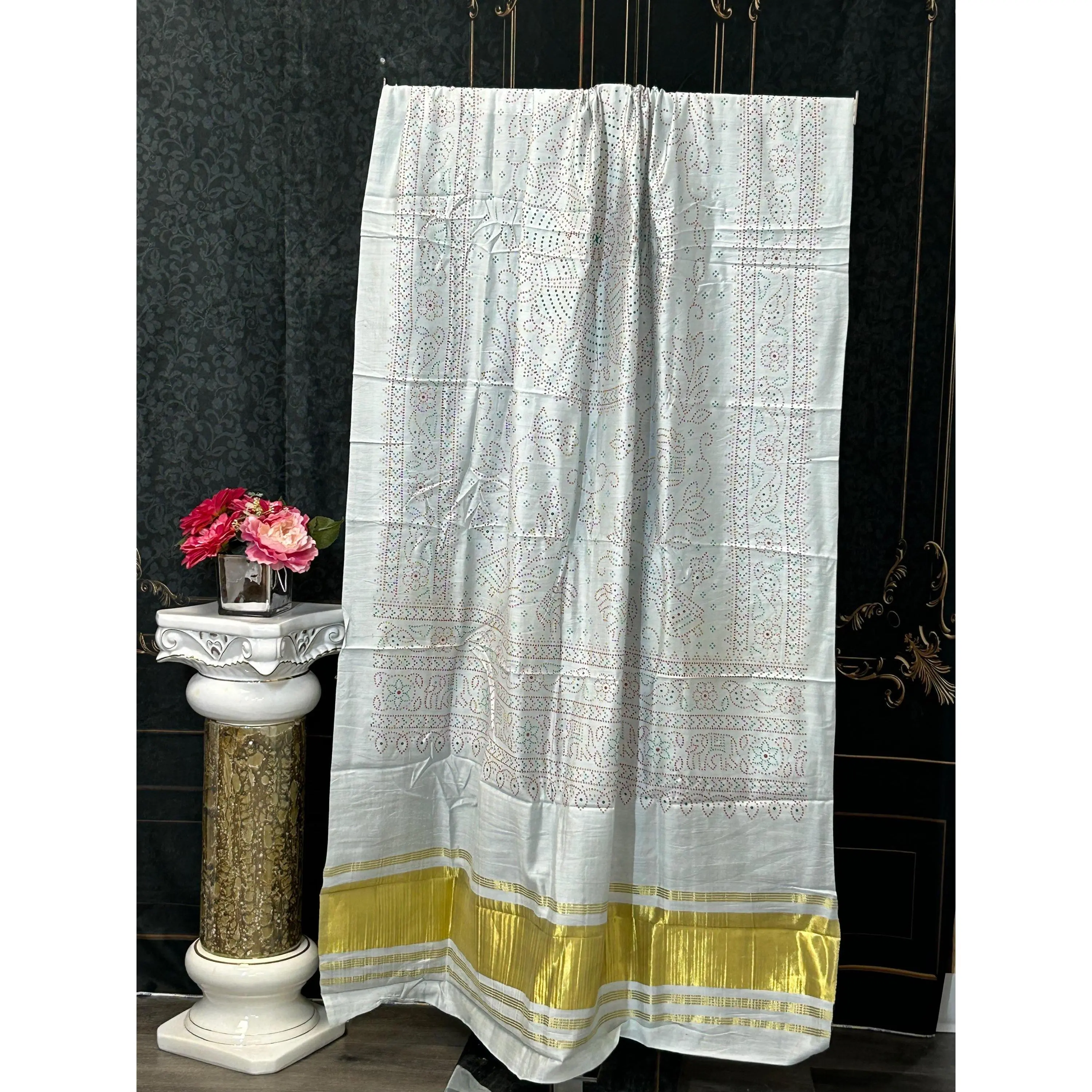 Gajji silk dupatta : powder blue