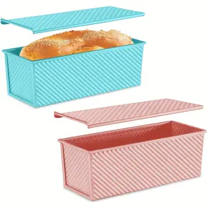 spmarkt 2 Pcs Pullman Bread Pans with Lid Sets Nonstick 13 Inch Heavy Duty Carbon Steel Loaf Pan for Baking & Toasting 2.2 lb Capacity Ideal for Women Gifts Kitchen Essentials