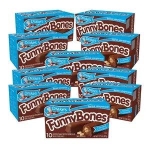 Drake's Funny Bones, 10 Boxes, 100 Twin-Wrapped Peanut Butter Creme-Filled Devils Food Cakes