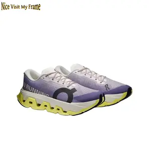 Premium Purple Gradient Performance Running Trainers, Stretchable Breathable Mesh Construction, Sculpted Hollow Cushioning System, Bold Yellow Tonal Details, Non-Slip Grippy Outsole, Versatile Footwear for Gym Workouts & Street Style