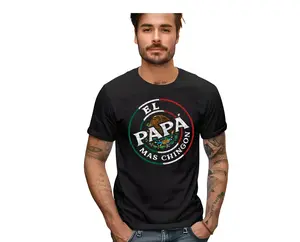 Men's Classic Cotton Short-Sleeve Round Neck Casual Menswear T-Shirt - "El Papa Más Chingón" Graphic Tee for Day Wear