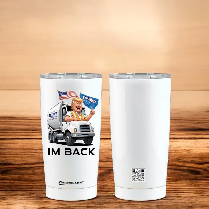 President Trump “I’m Back” Garbage Truck 20 oz Stainless Steel Double-Wall Vacuum-Insulated Tumbler | EnduroSip Limited Edition