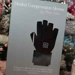 by Perri Nena Heated Compression Gloves -Half-Finger Rechargeable Heated Therapy with Compression Technology, targeting users who seek relief from pain, improved circulation