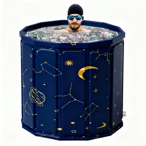 Foldable Ice Bath Tub, Diameter 31.5in Large for Home Outdoors Gyms, Collapsible Soaking Bath Tub for Shower, Recovery