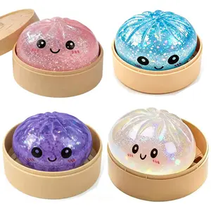 Dumpling Squishy Stress Relief Toy,TPR Material,Cute Steamer Box Packaging,Summervibes Gift for Kids & Anime Fans