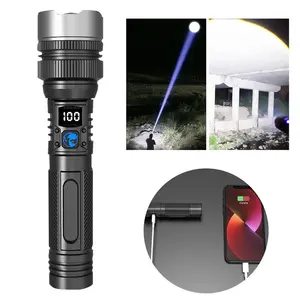 Multi-Functional LED Flashlight, USB Rechargeable Bright Light for Camping, Durable Portable Zoom Flashlight for Hiking