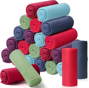 24 Packs Fleece Throw Blanket Soft Warm Lightweight Fleece Blanket Cozy Throw Bulk for Bed Couch Sofa  Office Wedding Gifts Suitable for Seasons, 50 x 60 Inches(Novel Color)