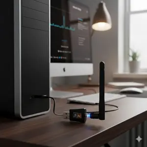 AC600Mbps Dual Band USB WiFi Adapter for PC Desktop Laptop, 2.4G/5Ghz Wireless Network Receiver with External Antenna, Supports Windows 11/10/8/7/XP, Mac OS, Linux Systems, High-Speed Internet Dongle.