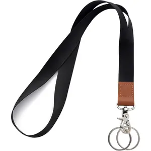 Lanyards for Keys, Black Long Keychain Lanyard for Women Men, Cute Neck Lanyard for ID Badges Wallet