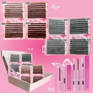Mixed Length False Eyelashes Kit, DIY Lash Cluster Lashes Clusters Bond, 1 Set Natural Look Eyelash Extensions, Self Grafting Curl Eyelashes, Eye Makeup Enhancement False Eyelashes for Women, Cosmetic
