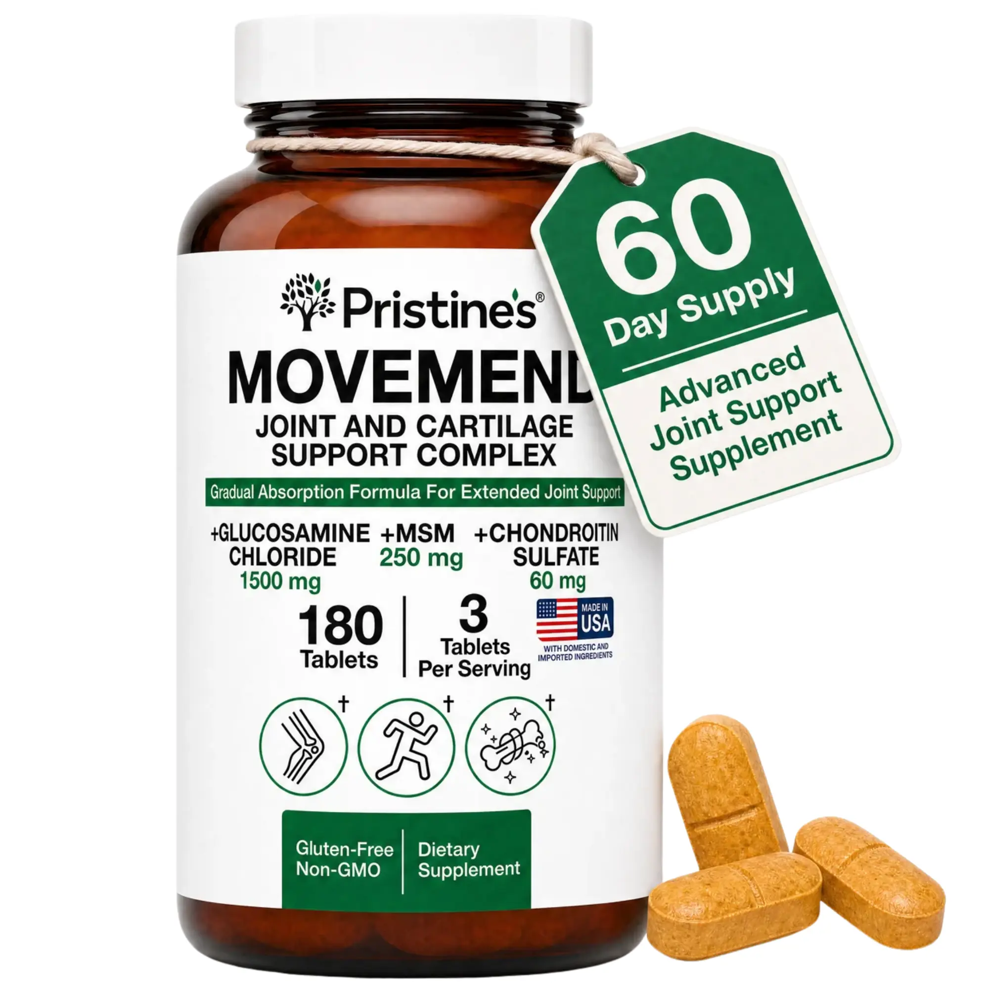 MOVEMEND Advanced Joint & Cartilage Support Complex with Glucosamine, MSM, Chondroitin Sulfate