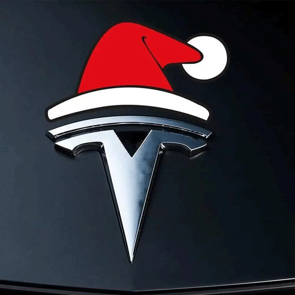 2PCS Waterproof Santa Hat Christmas Stickers for Tesla, Vinyl Car Decals for Toyota, Honda, Ford, BMW & More, Automotive Decals for Water Bottles, Wall, Laptop, Window, Christmas Gift & Decoration