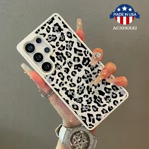 Adorable Magnetic Case for Samsung S22/23/24/25 plus ultra Black leopard print MagSafe Compatible, Lightweight, Anti-Fall | Girly & Chic Style