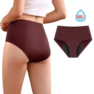 VOXSHE Women's Incontinence Underwear 100ml High Absorbency Leak Proof Washable Panties Wine Red Breathable Soft Reusable Fabric for Light Bladder High Waisted Briefs