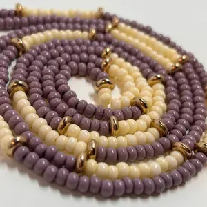 Sahasrara - uGlow Skincare & Waistbeads - Glass Seed Beads Cotton Poly Thread Handmade Tie On for Everyday Wear Affirmation Practices Waist Training Feminine Energy Alignment