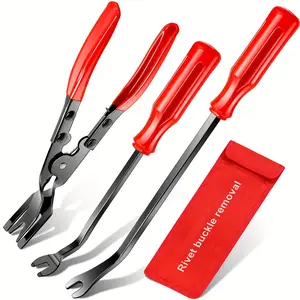 3 count Clip Pliers Set Fastener Remover, Auto Trim Kit Door Panel Push Pin Pliers Tools Automotive, Red 3 count Clip Pliers Set Fastener Remover, Auto Trim Kit Door Panel Push Pin Pliers Tools Automotive, Red