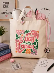 UGH Another Clinical tote | Floral Nurse Humor, Medical Student Canvas Bag