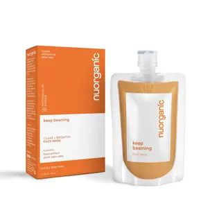 nuorganic Keep Beaming Turmeric Face Mask - Brightening and Exfoliating Clay Mask for Acne Prone and Sensitive Skin Organic Plant Skincare Anti Aging
