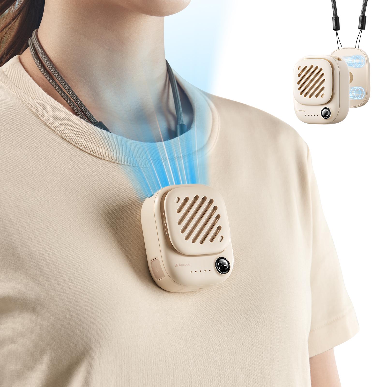Aecooly Click 01 Portable Mini Neck Fan 95g Ultra-Light & Magnetic Clip,10H Battery Life, 3-Speed Silent Wind, Tangle-Free Design-100% Authentic Summer Essential