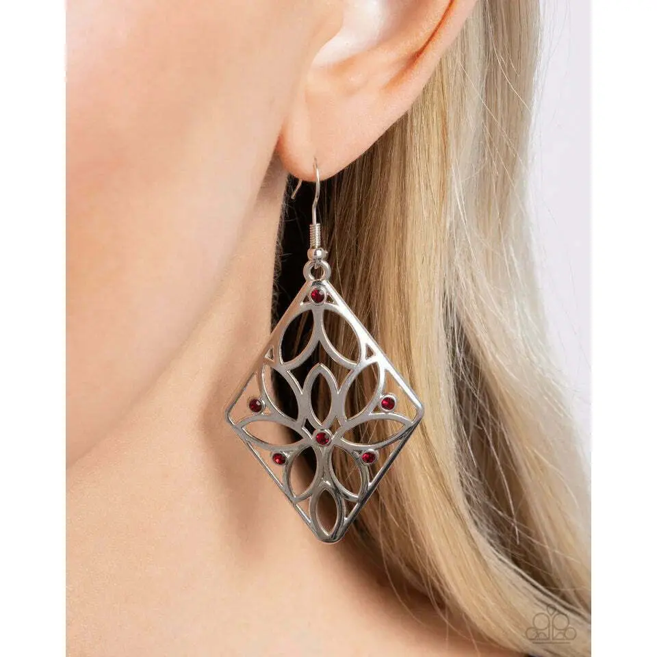 Paparazzi Pumped Up Posies -Red Earring