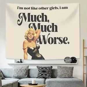 Marilyn Monroe Pattern Wall Tapestry, Humorous Sassy Tapestry, Durable Decorative Tapestry, Wall Hanging for Home Living Room Bedroom Office, Ideal Gift for Her, Decor, Vintage Room Decor