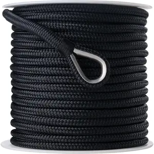 RainierSupplyCo Boat Rope - Braided Marine Rope Line 150/200/300 ft Nylon Boating Line with 316 Thimble & Marine