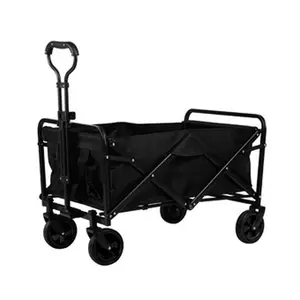 Folding trolley Outdoor camping barbecue trolley, large capacity lightweight storage trolley, folding camping trailer, camping trolley, car boot folding trolley with silent universal wheels, cup holders and side pockets, adjustable handle, suitable for ca