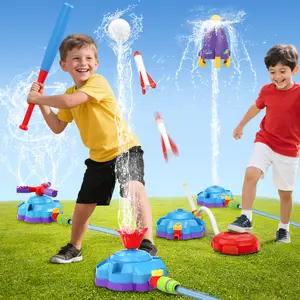 4-in-1 Water Sprinkler Baseball Toy, Summer Water-spraying Rocket, Water Baseball Game, Rocket Launch Game, Spinning Water Sprayer Outdoor Summer Toys for Boys Girls Outside Water Game Toys for Kids 3-12