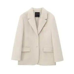 2025 Faux Fur Women's Blazers Fashion Outerwears Straight Long Blazer Woman Long Sleeve New Coats and Jackets for Women Clothes Fabric