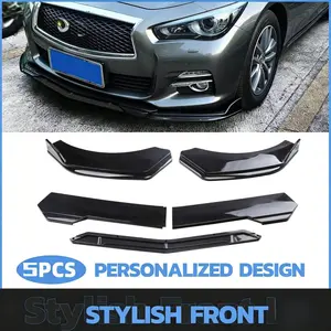 5PCS Adjustable Universal Front Bumper Lip Splitter - Sport Style ABS Plastic, Anti-Scratch, Quick DIY Install, Car Exterior Accessories for Most Sedans