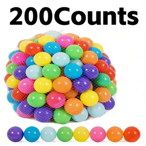 Kids' Non-PVC Plastic Play Balls, 200-Count 2.2in 8 Bright Colors, Phthalate, Lead & BPA-Free Safe Durable Balls for Bounce House, Play Tent