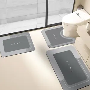 3PCS Absorbent Bath Mat Magic Rug Sets, Quick Drying Bath Mat Non-Slip Floor Rug Rubber Backed for Bathroom Kitchen Shower Sink (16.9''x23.6''+19.7''x23.6''+19.7''x31.9'', Dark Gray)