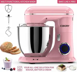 3-IN-1 Electric Stand Mixer, 6.5QT Bowl 660W 10-Speed Kitchen Mixer, Household Food Mixers include Dough Hook, Beater and Whisk, Bread Cake Mixer for Baking and Most Home Cooks, Pink