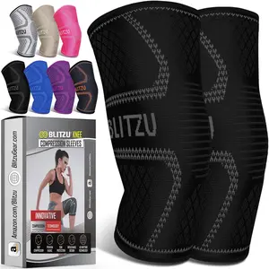 Knee Brace for Women & Men, 2 Pack Compression Knee Brace, Knee Support Sleeve for Pain Relief, Running, Workout, Sports, Knee Braces for ACL, Meniscus Tear, Arthritis and Injury Recovery Black L