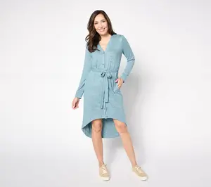 Cuddl Duds Cloud Knit Button Front Belted Cardigan Dress Cuddl Duds Cloud Knit Button Front Belted Cardigan Dress