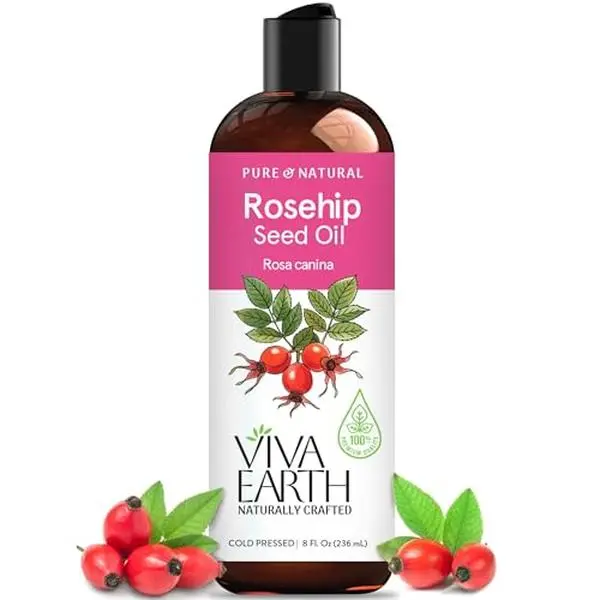 Viva Earth Rosehip Seed Oil – 100% Pure & Natural Cold Pressed Rosehip Oil for Face, Skin, Hair & Body, 8 Fl Oz