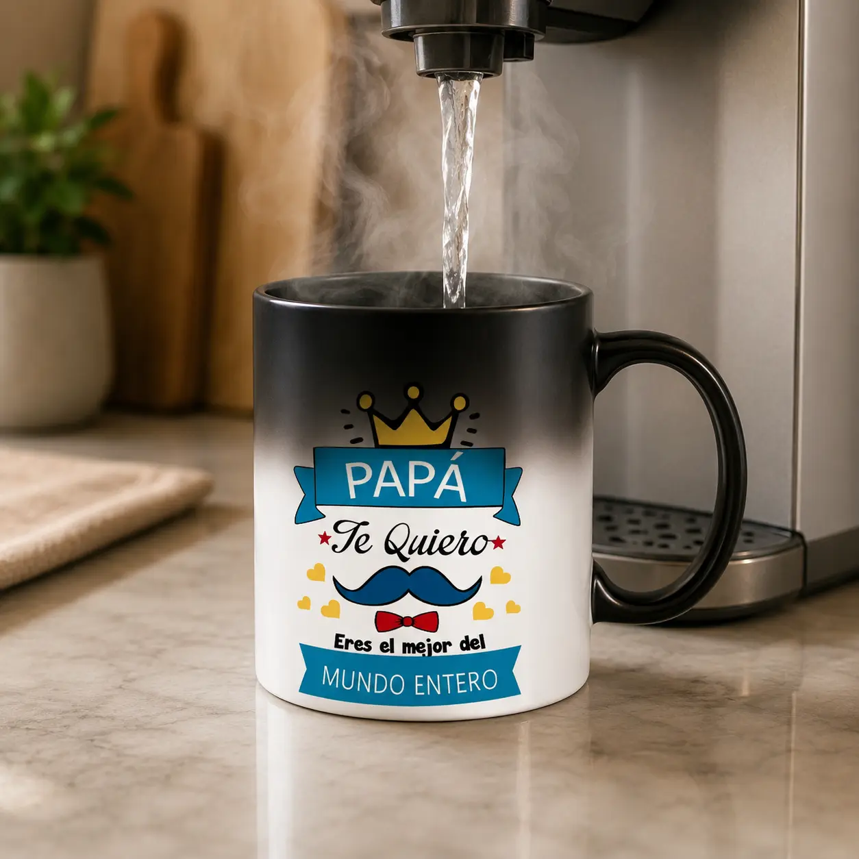 11oz Classic Stylish Printed Papa Te Quiero Heat-Sensitive Color Changing Ceramic Mug, Customized Washable Drinkware for Spanish Father’s Day Gift, Stylish Printed Cup