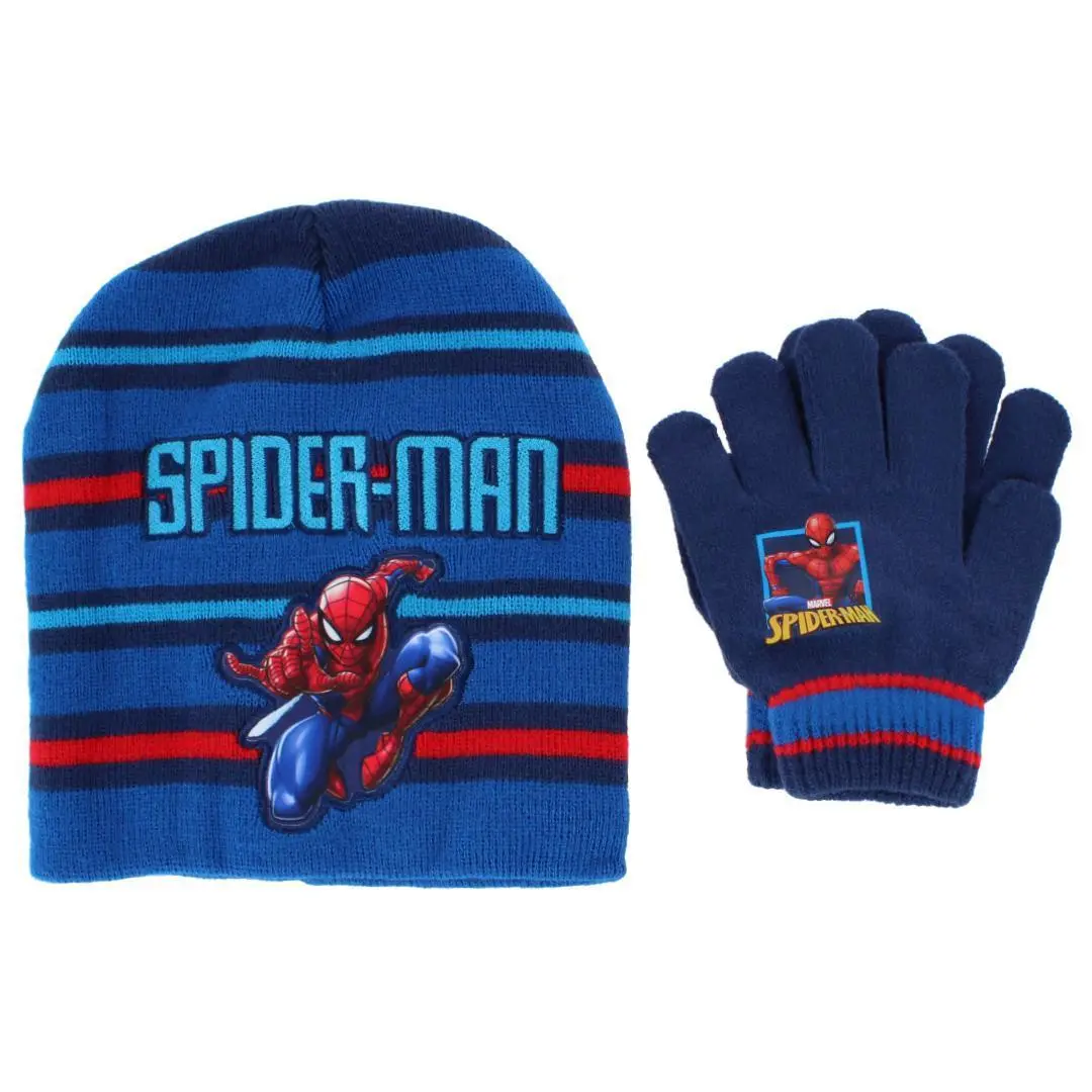 Textiel Trade Boy's Spider-Man 2-Piece Winter Beanie Hat and Gloves Set