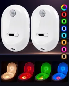 Motion Sensor Toilet Night Light 13 Color Changing, 4 Projection Patterns, USB-C Rechargeable, Auto On/Off, Splash-Proof, 2 Pack, for Bathroom, Men Gifts, Guest Toilet, Hallway