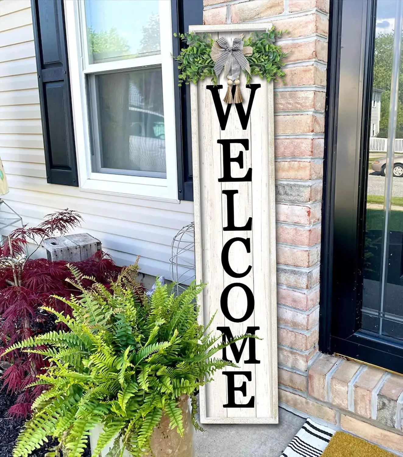 White Wooden Welcome Sign for Front Porch – 45 in