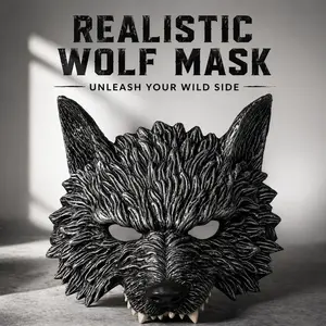 Scary Realistic Wolf Mask, 3D Lightweight Werewolf Cosplay Mask for Halloween, Horror Costume Party Mask for Adults