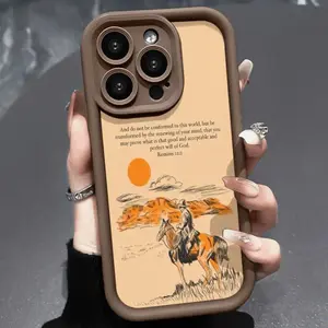 Phone Case Suitable for Iphone 11/12/13/14/15/16/17 Pro Promax Plus Air,Western Landscape Esthetic Pattern Shockproof Silicone TPU Bumper Drop Protection Soft Cover