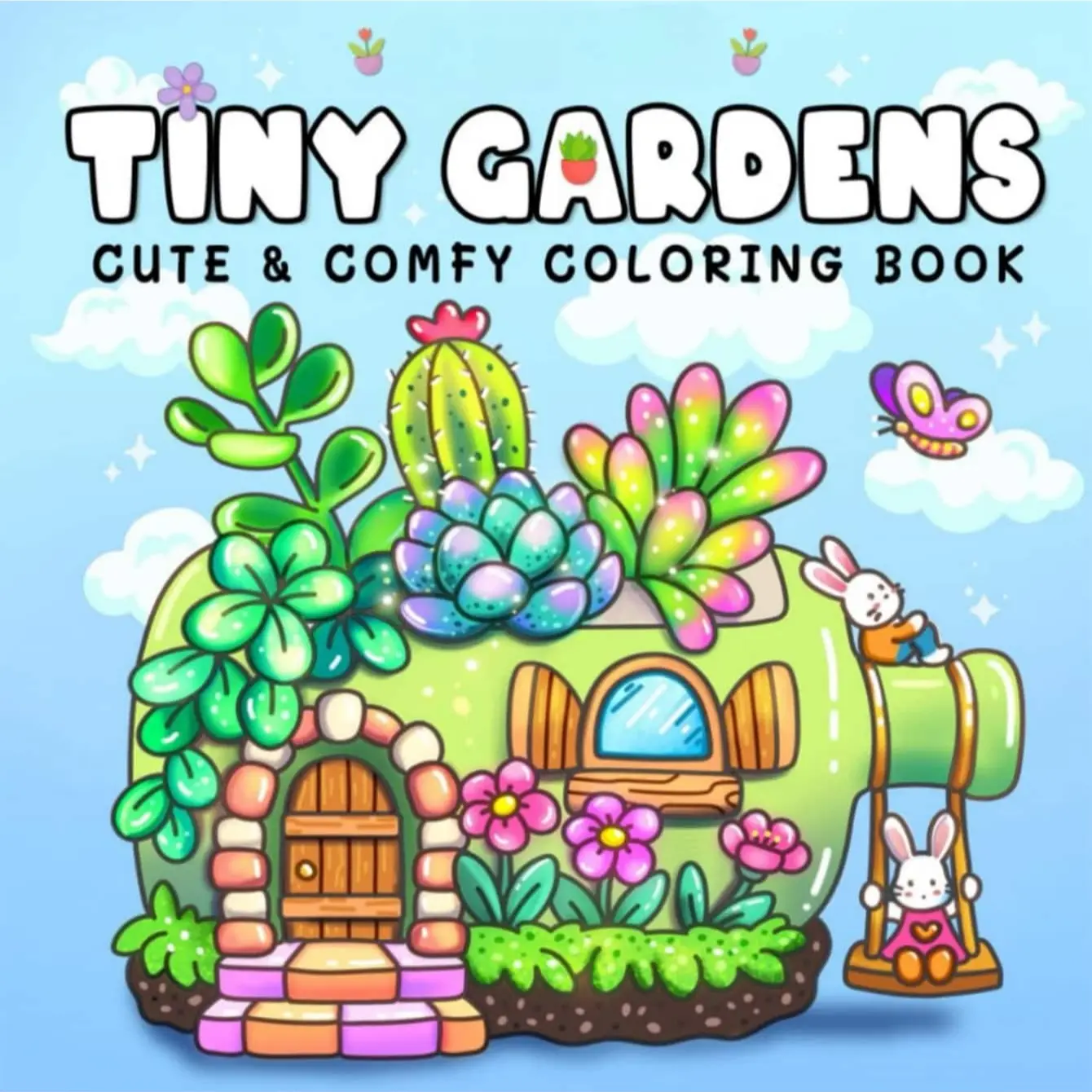 1pc TINY GARDENS coloring book For Adults And Kids,Simple And Big Designs For Relaxat colouring books,Toys suitable for boys and girls, zero foundation drawing beginners to relieve stress coloring book,Christmas gift,Graduation gifts,Back to school gifts