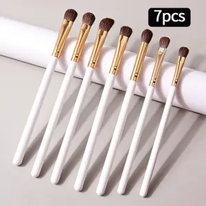 7 Piece Natural Eye Makeup Brush Set, Soft Portable Professional Beauty Tools for Eyeshadow Blending and Detail Work