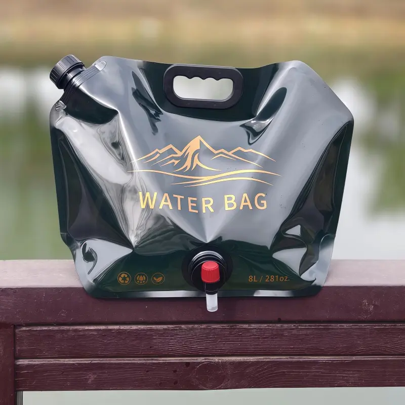 8L Collapsible Water Bag with Adjustable Faucet for Multi-Purpose, Food-Grade Material, BPA-Free, for Indoor: BBQ, Water Storage and Outdoor: Hiking, Fishing, Hunting, Camping