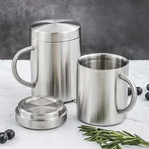 1 piece of 304 stainless steel water cup, mug, Insulated Travel Mug, Travel coffee mug, coffee cup, beverage cup, cup set with lid, double-layered mouth cup, household portable cup, double-layered anti-scald water cup, sandblasted covered cup, tea cup